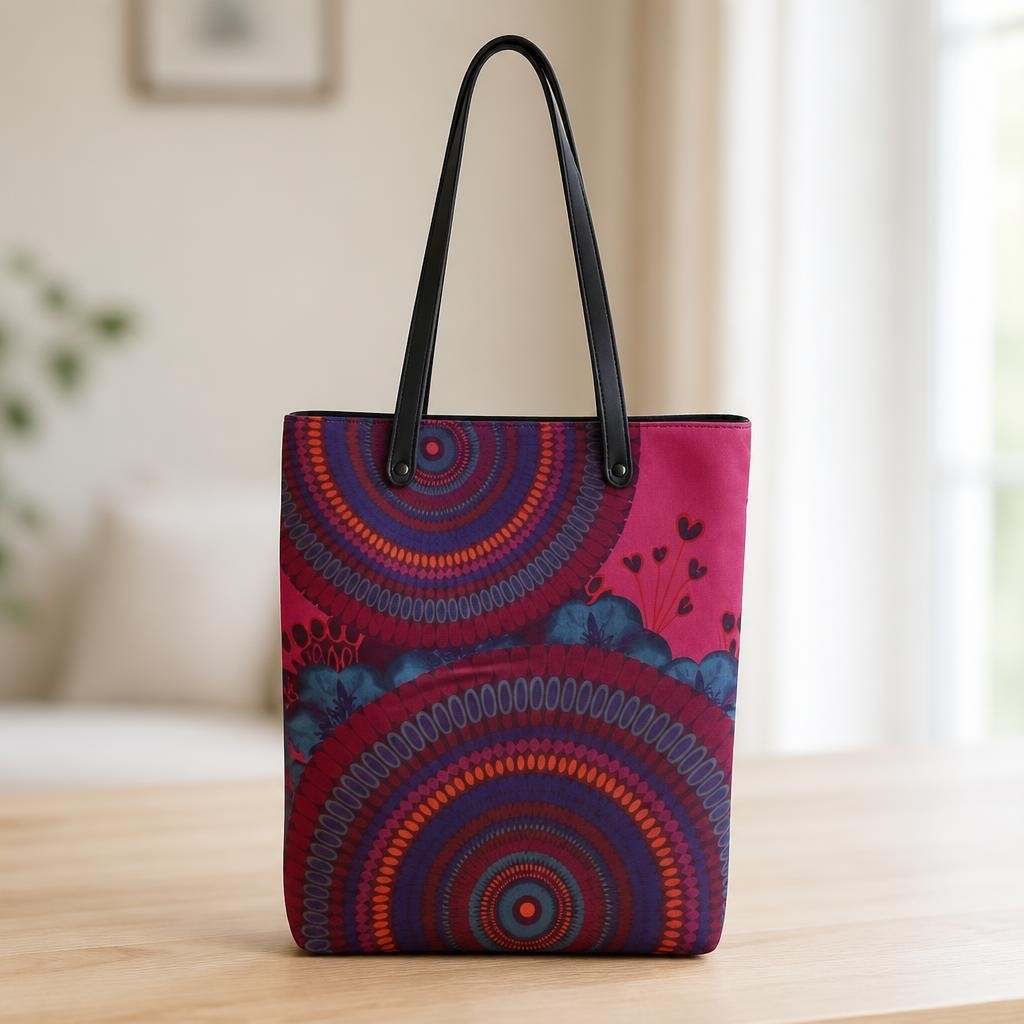 Desigual Mandala Print Tote Bag Multicolor - on surface shot, second-hand at Why Go Less, Dekwaneh, Lebanon