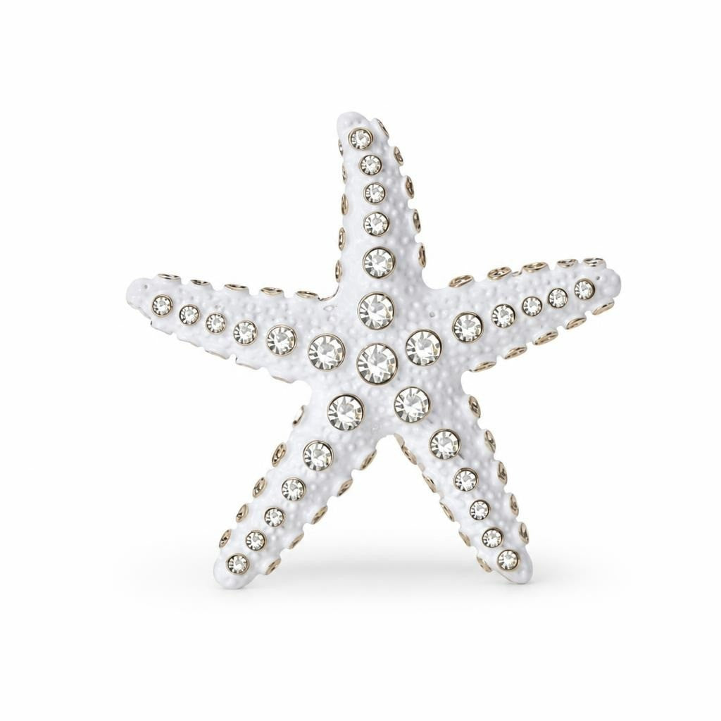 White Crystal Starfish Brooch Pin | New | Why Go Less-1