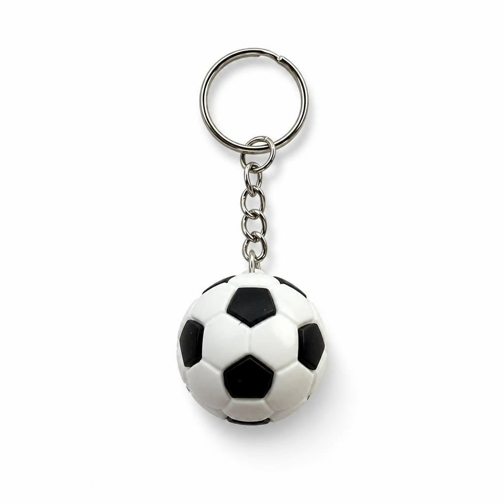 Soccer Ball Keychain, Black & White Rubber | New | Why Go Less-1