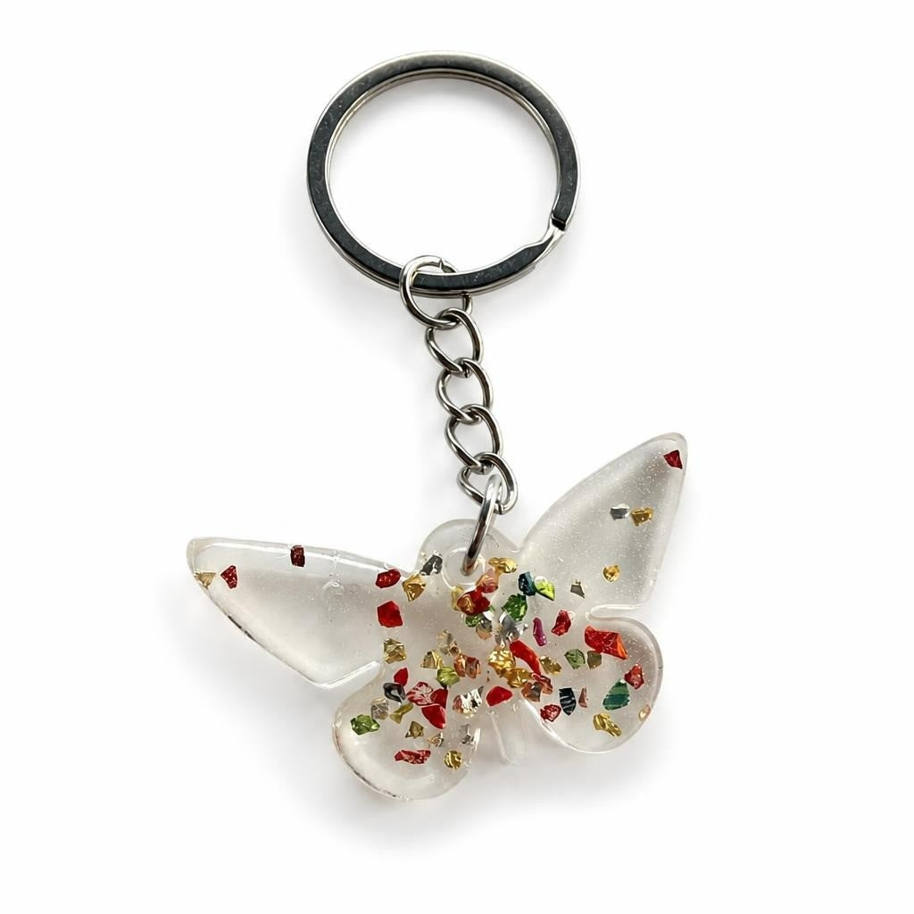 Clear resin butterfly keychain with colorful - second-hand at Why Go Less