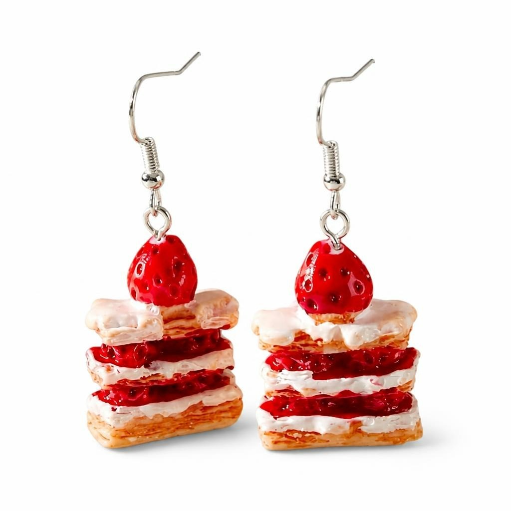Strawberry Cake Slice Novelty Dangle Earrings - second-hand at Why Go Less