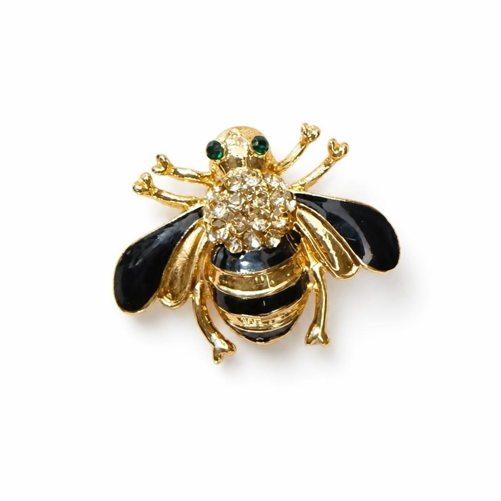 Bumblebee Crystal Enamel Gold-Tone Brooch Pin - second-hand at Why Go Less