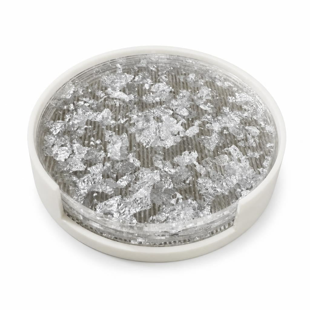 Silver foil flake resin coasters set with whi - second-hand at Why Go Less