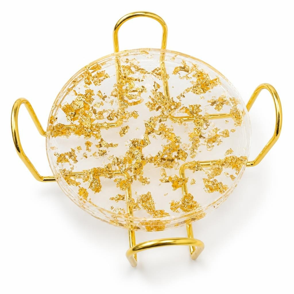Clear resin coaster set gold foil gold metal - second-hand at Why Go Less