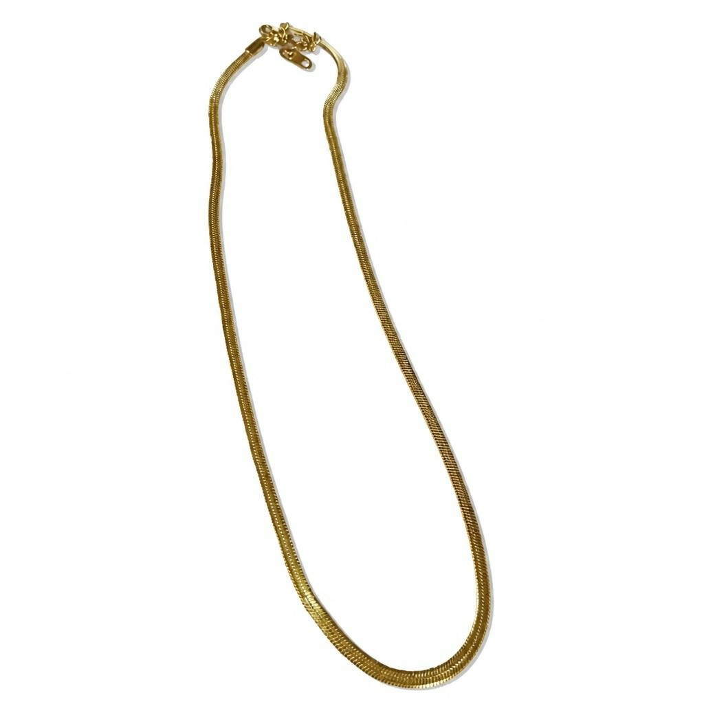Gold-tone herringbone snake chain necklace - second-hand at Why Go Less