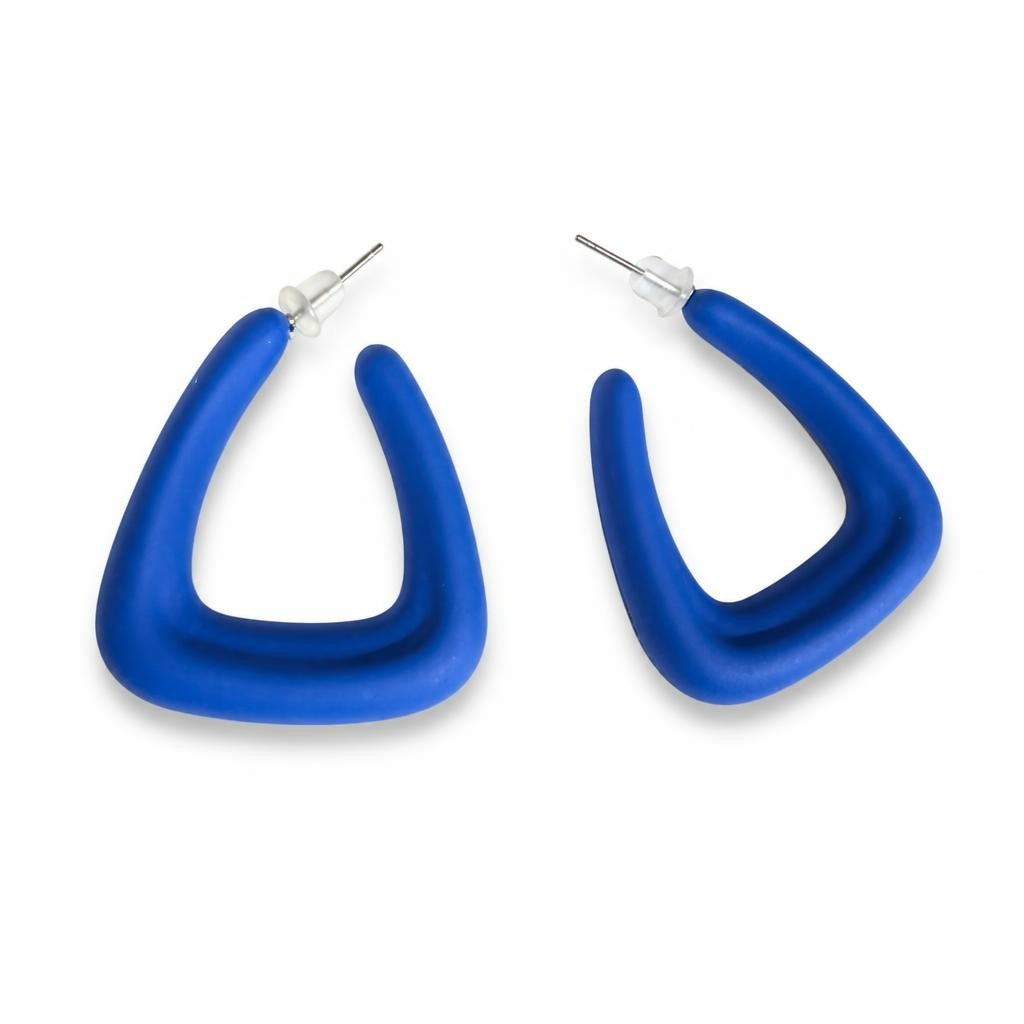 Matte Black Geometric Triangle Hoop Earrings - second-hand at Why Go Less