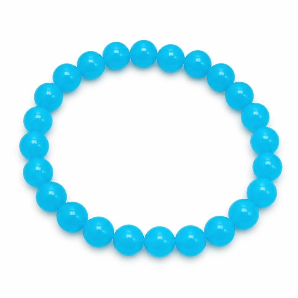 Light blue jade-style round bead stretch brac - second-hand at Why Go Less