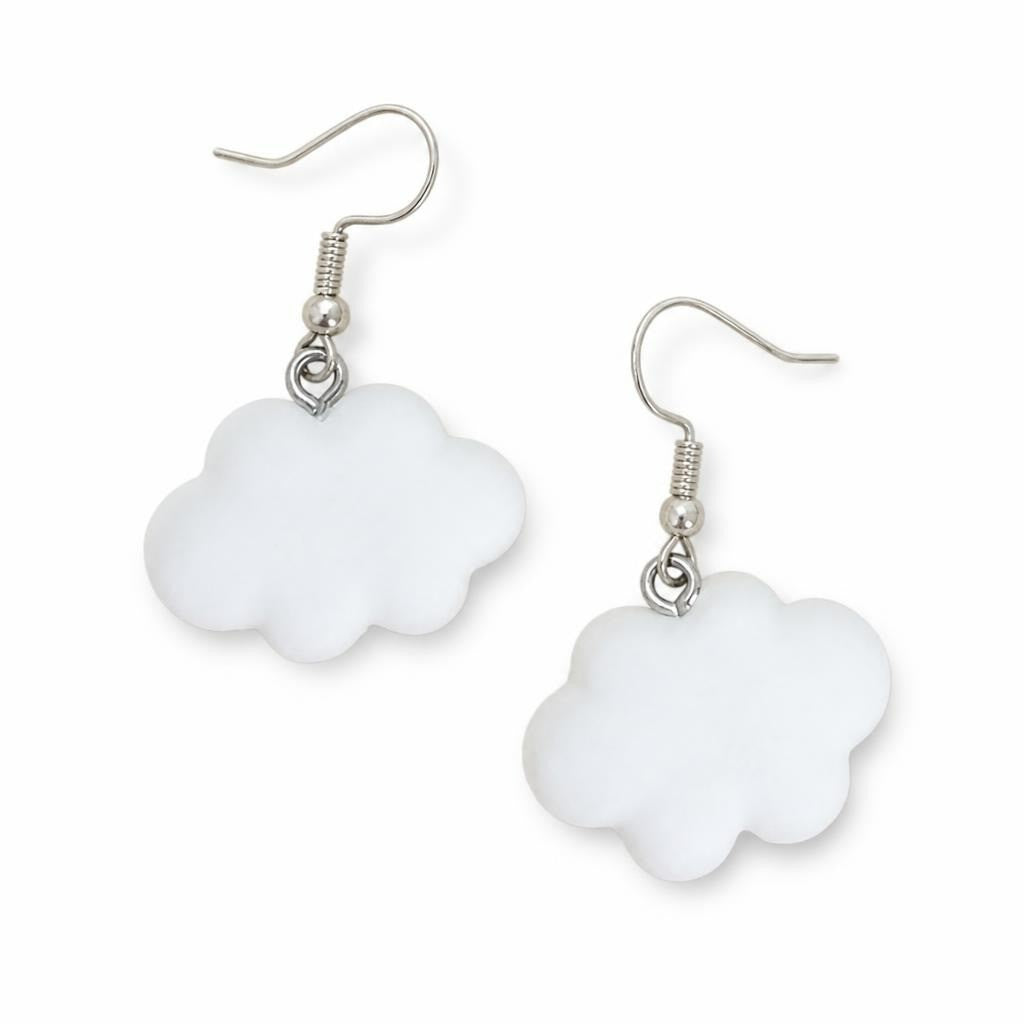 White cloud charm dangle earrings, silver hoo - second-hand at Why Go Less