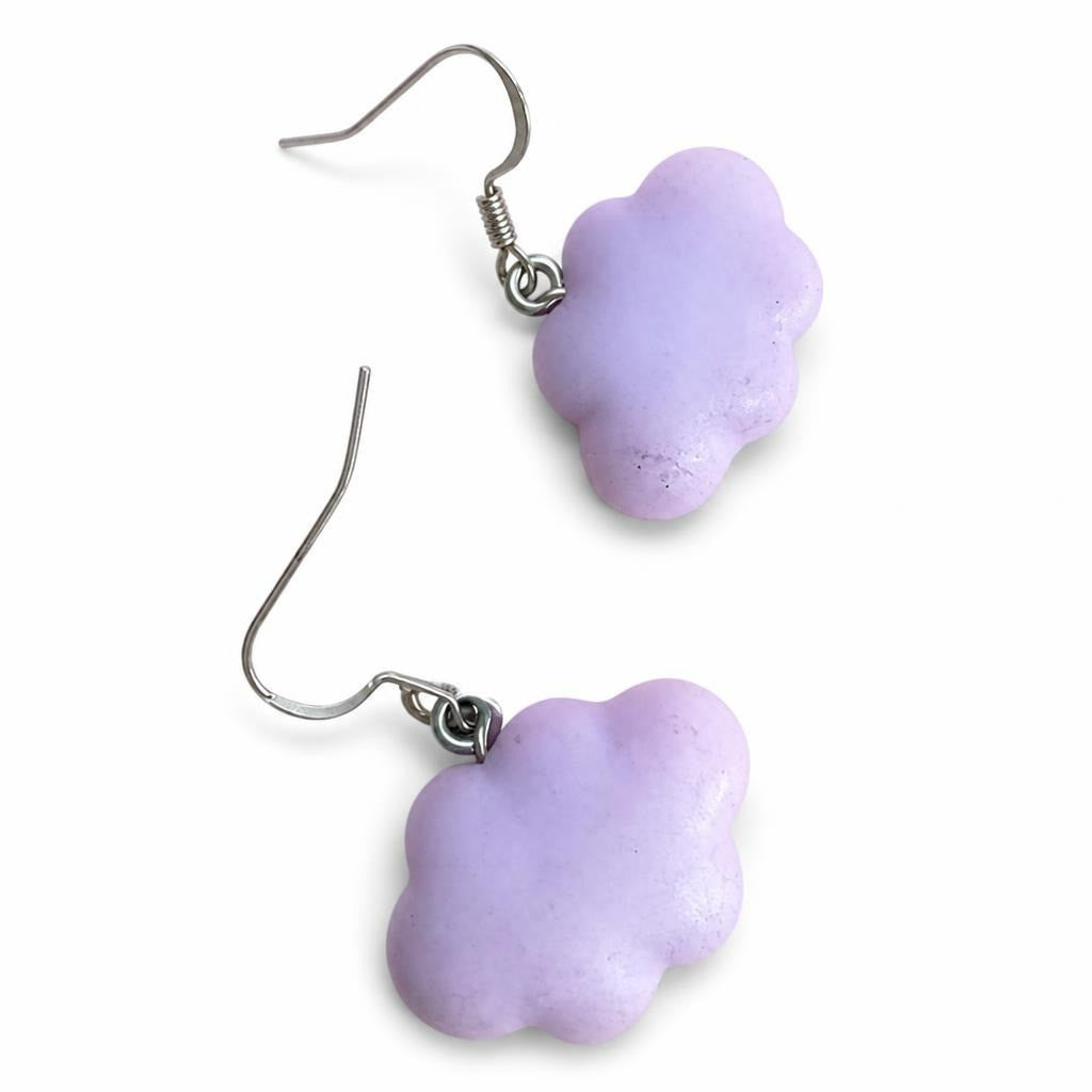 Lavender cloud-shape dangle earrings, silver - second-hand at Why Go Less