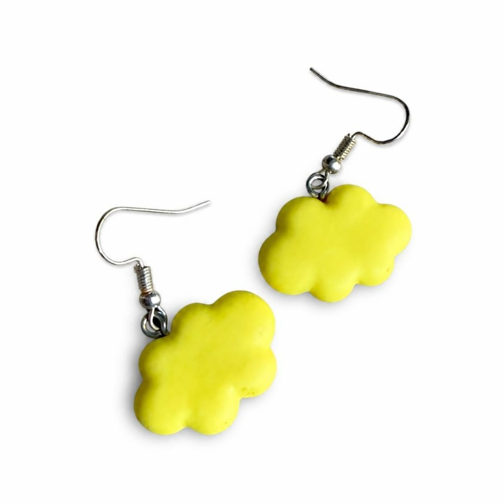 Yellow cloud-shape dangle earrings, silver ho - second-hand at Why Go Less