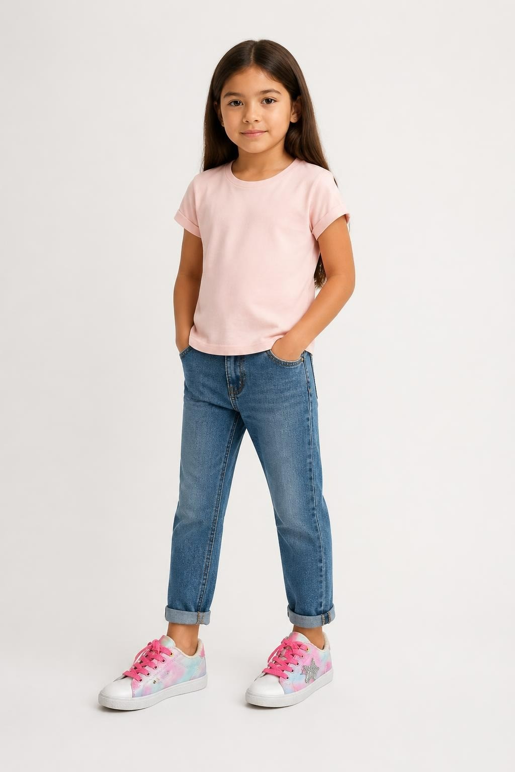 Silver and Pink Kids Sneakers - at Why Go Less, Lebanon
