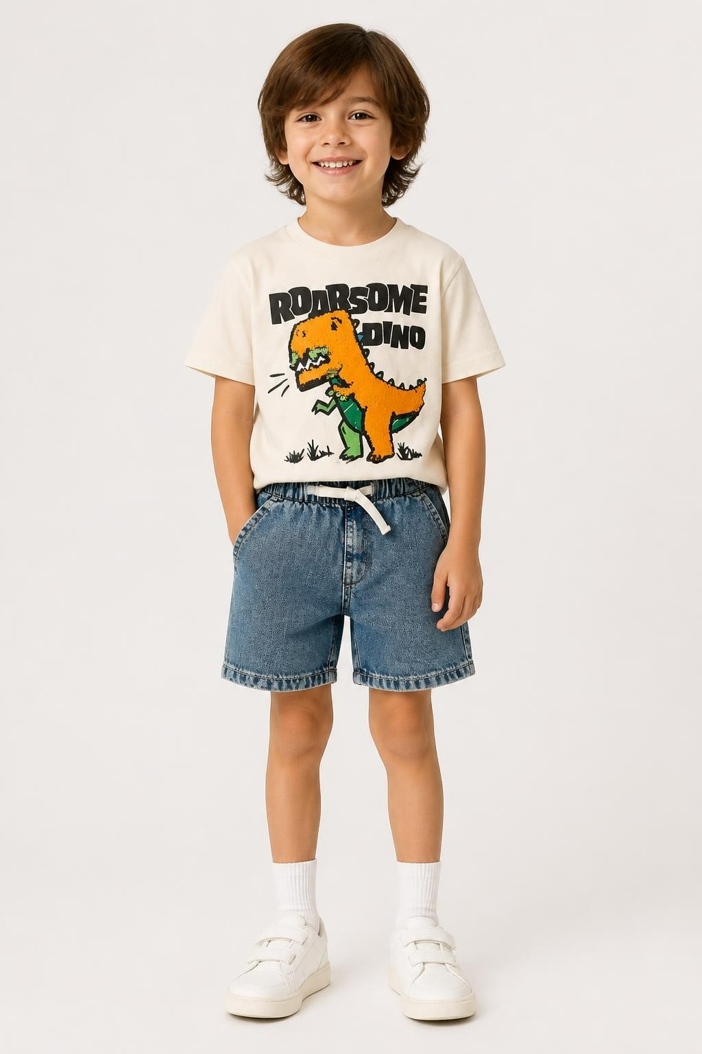 Kids Dino 'roarsome' Tee & Denim Shorts Set NWT - at Why Go Less, Lebanon