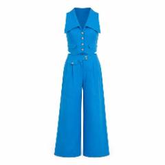 Blue Corduroy Crop Vest & Wide-leg Pants Set - at Why Go Less, Lebanon