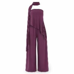 Mauve Purple Halter Neck Flowy Top and Trouser Set - at Why Go Less, Lebanon