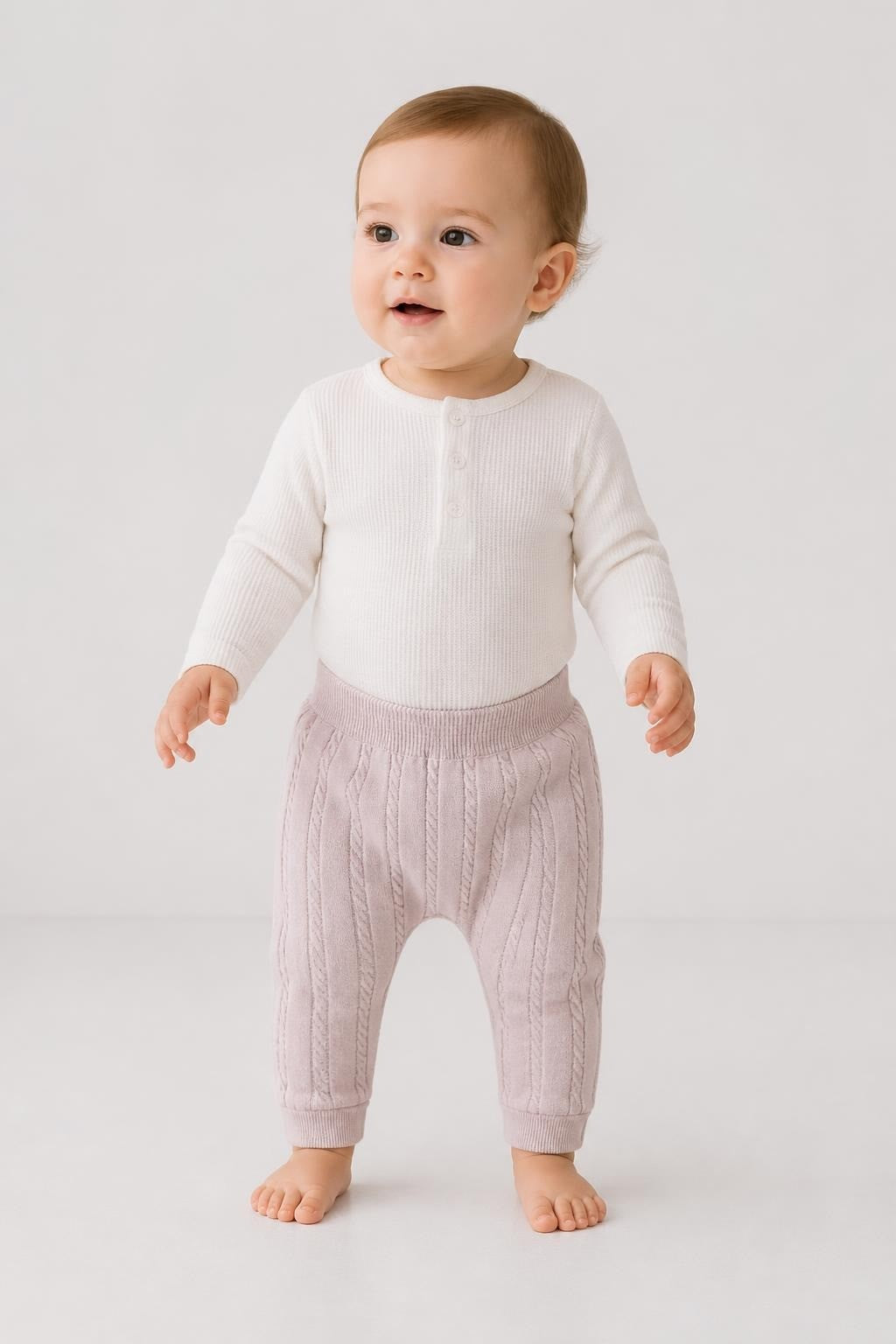 Pink Cable-knit Baby Knit Pants - at Why Go Less, Lebanon