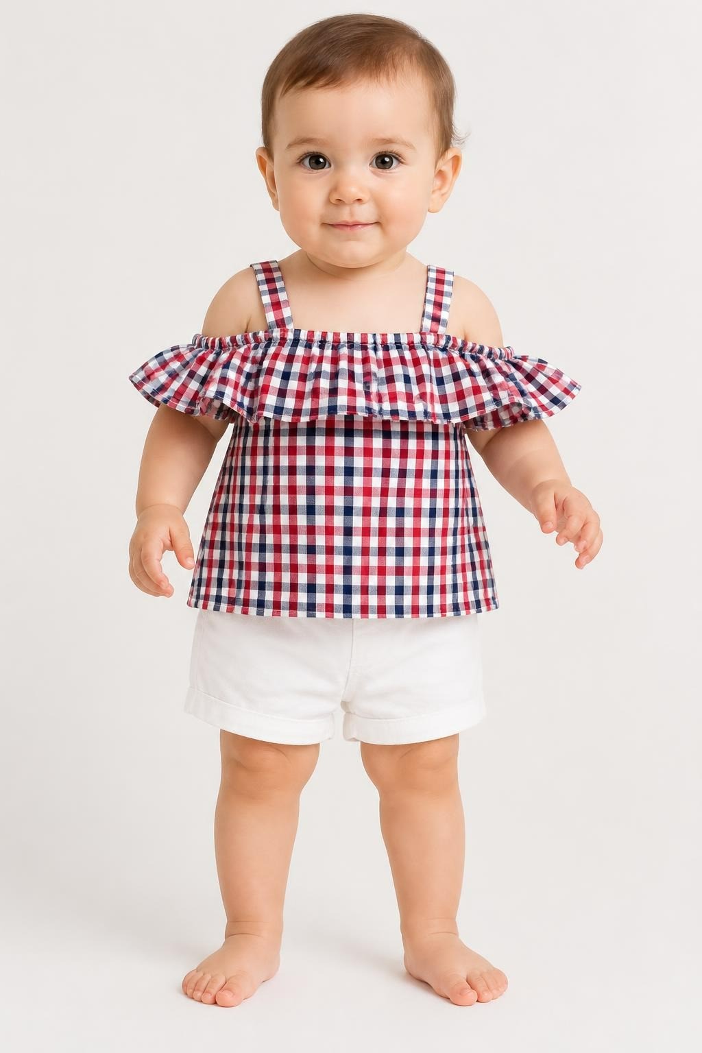 Just Celebrate Patriotic Gingham Off-shoulder Top 12M - at Why Go Less, Lebanon