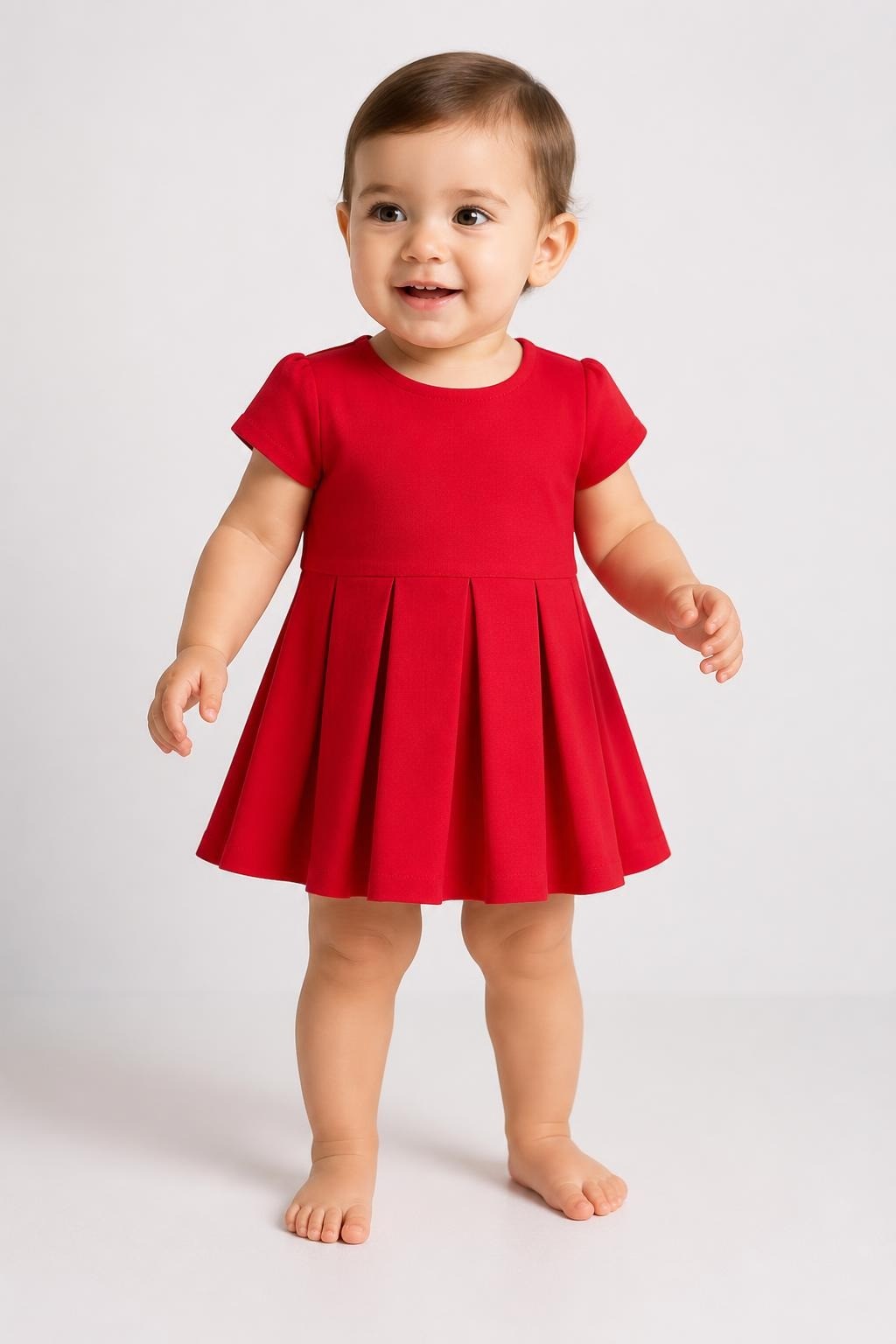 Ralph Lauren red baby dress short sleeve - on model shot, second-hand at Why Go Less, Dekwaneh, Lebanon