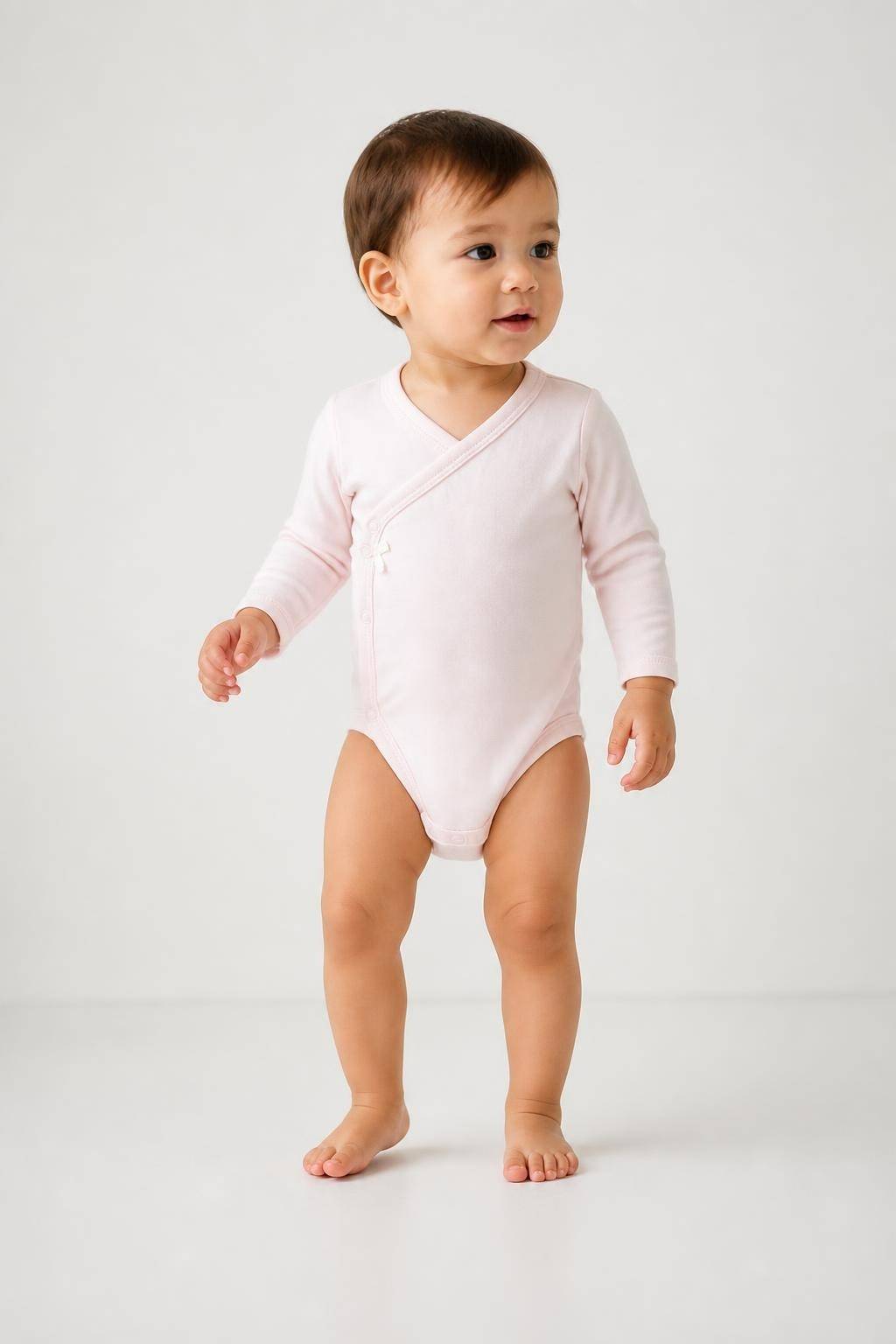 H&M Organic Cotton Wrap Bodysuit, Pale Pink, 1M - at Why Go Less, Lebanon