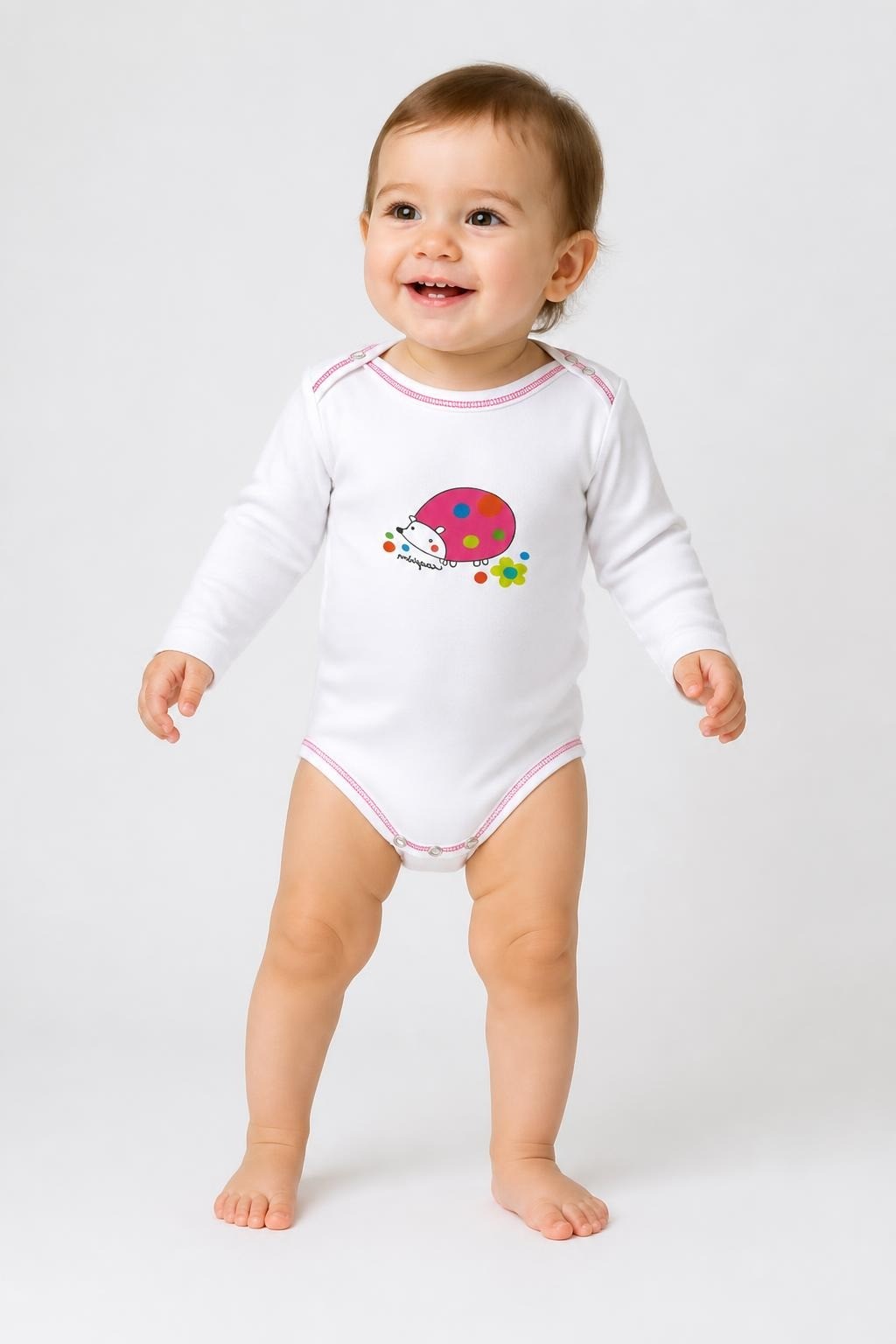 Pompelo red knit bodysuit, 06 Month, Made Egypt - on model shot, second-hand at Why Go Less, Dekwaneh, Lebanon