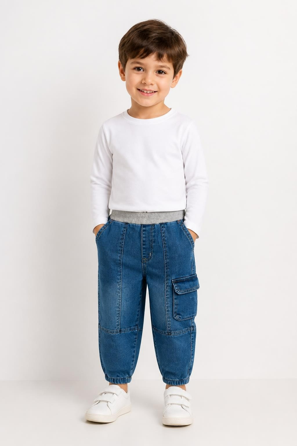 Stuttgart Boys Cargo Denim Jogger Jeans, Blue - at Why Go Less, Lebanon