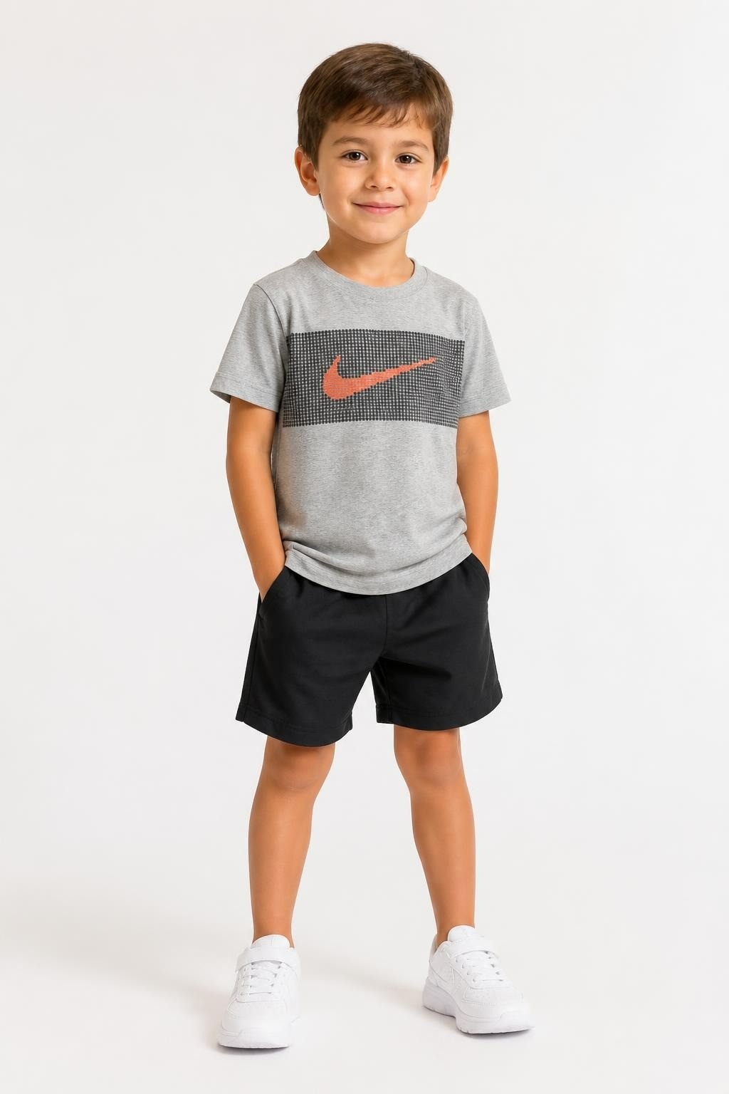 Nike Dri-fit Grey Orange Swoosh Tee Kids - at Why Go Less, Lebanon