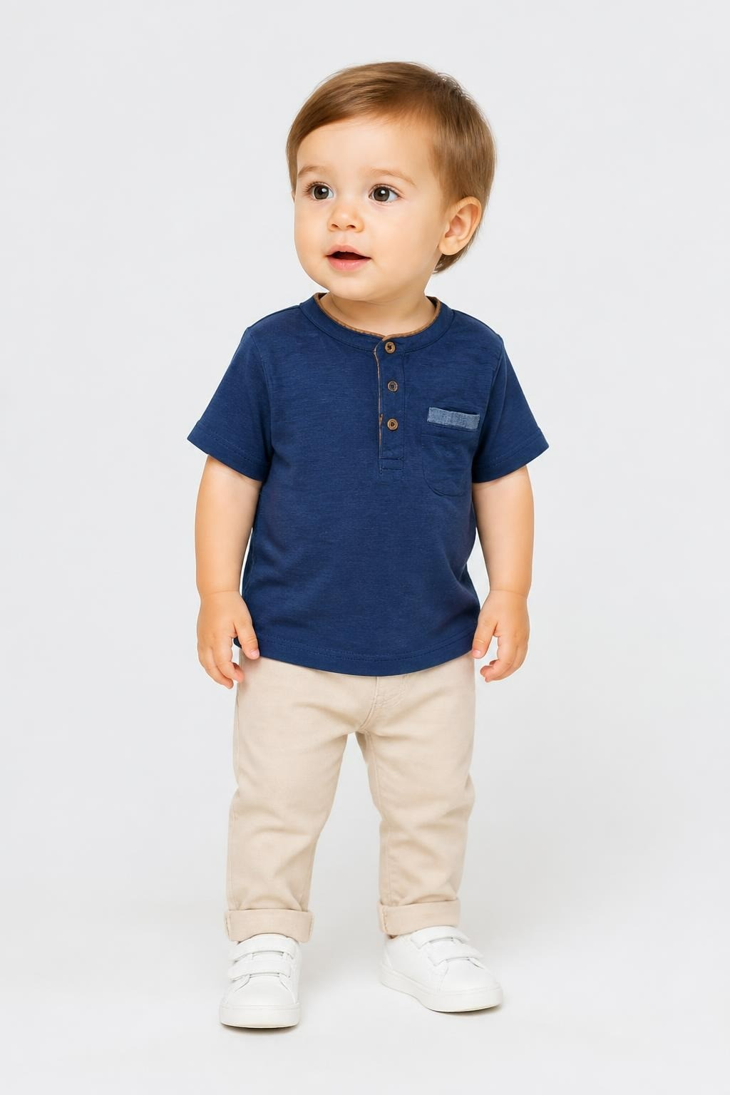 Zara Baby Navy Henley Shirt, 18-24m - at Why Go Less, Lebanon