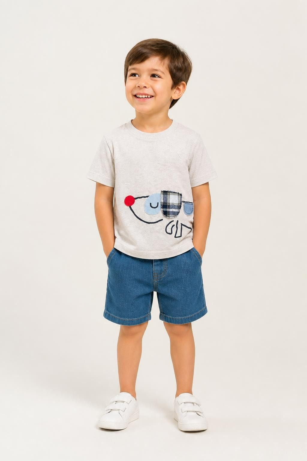 Kids Graphic T-shirt Beige Dog Sunglasses Print - at Why Go Less, Lebanon