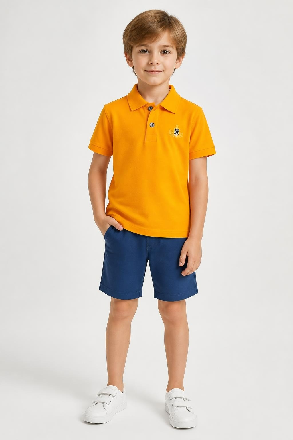 Kids Orange Polo Shirt Embroidered Logo - at Why Go Less, Lebanon
