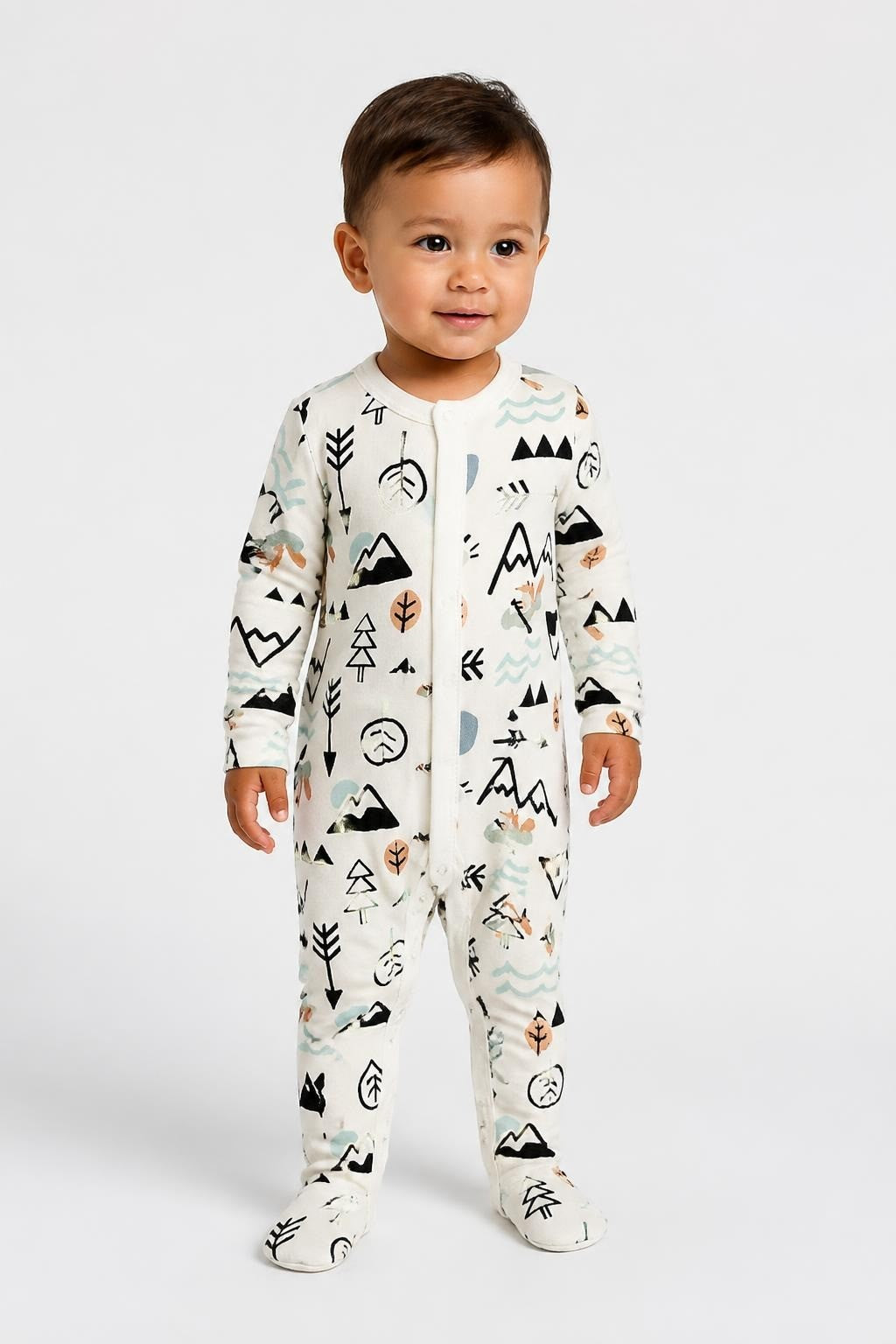 Kids blue monster print long sleeve top Divo - on model shot, second-hand at Why Go Less, Dekwaneh, Lebanon