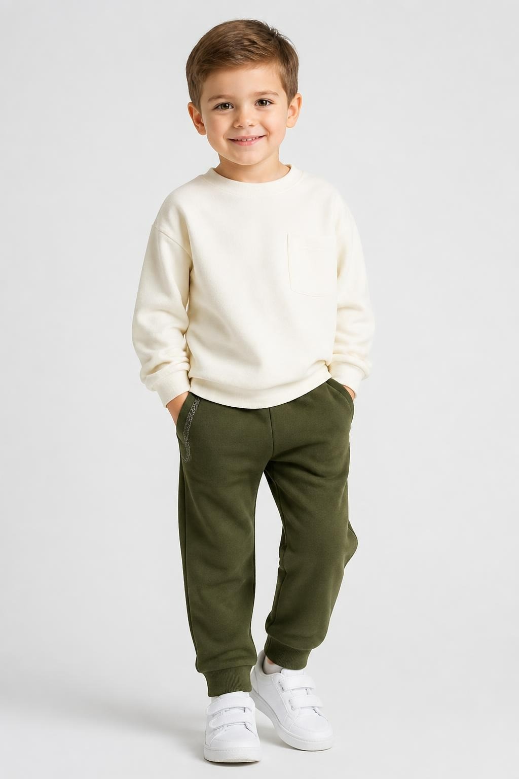 Red Black Plaid Flannel Kids Pants folded - on model shot, second-hand at Why Go Less, Dekwaneh, Lebanon