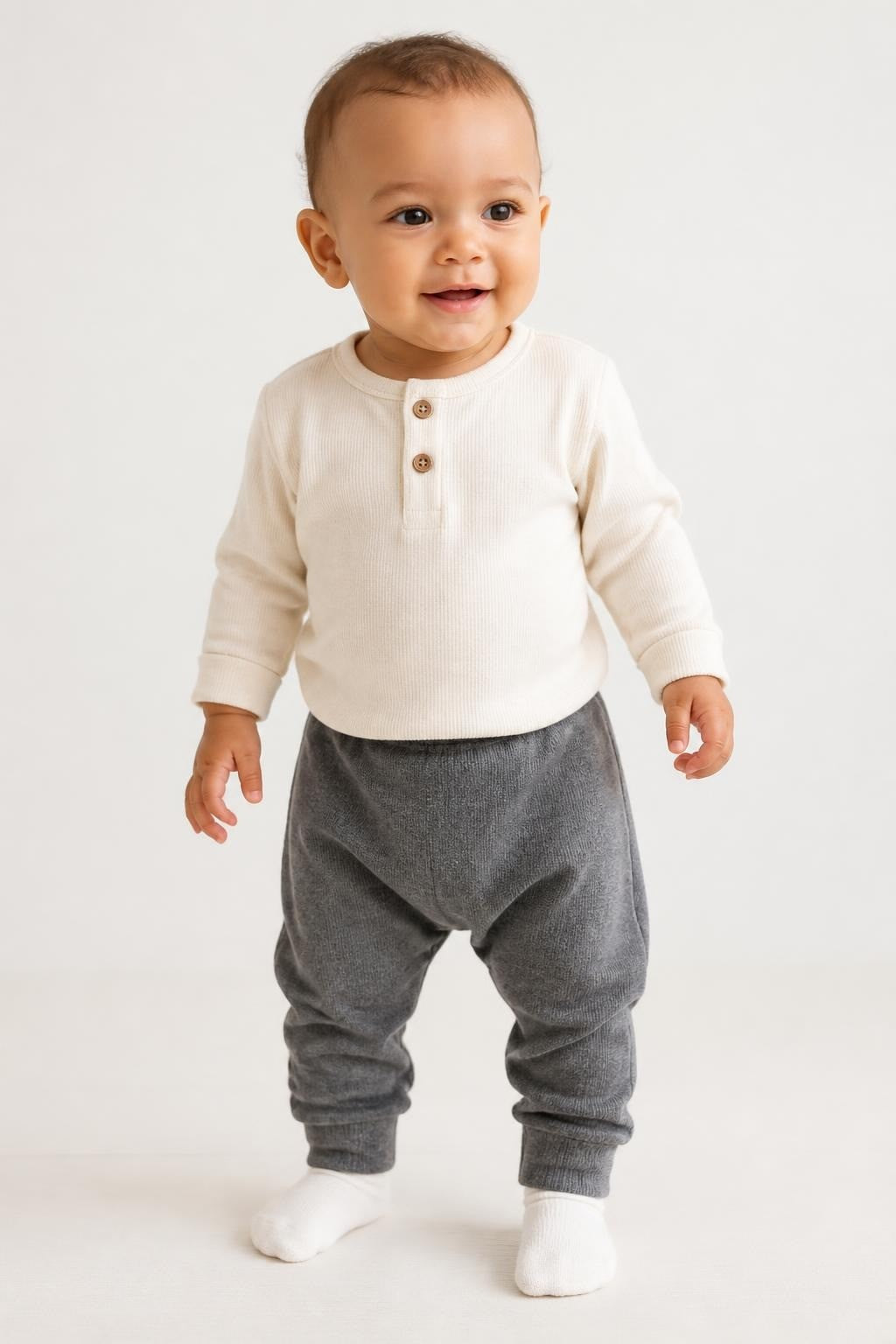 Gray & White Striped Baby Pants - at Why Go Less, Lebanon