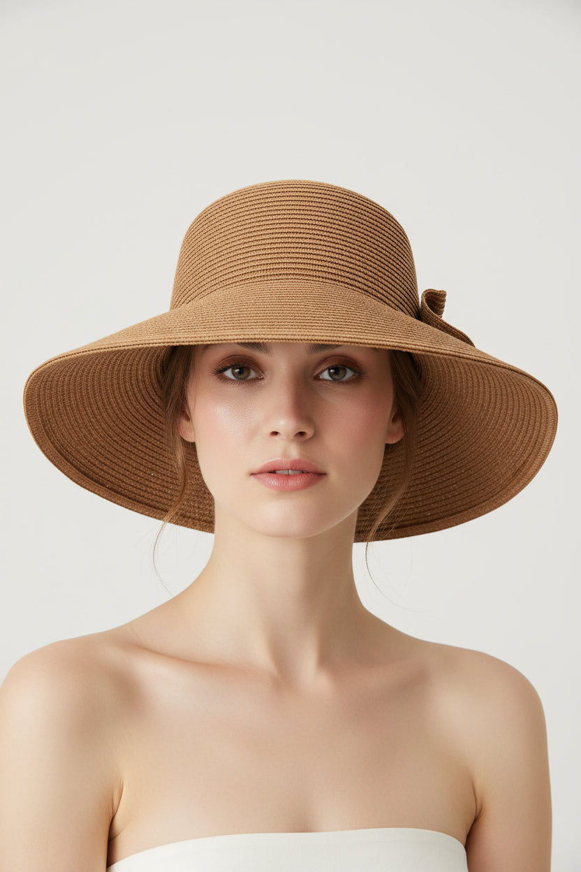 Wide-Brim Straw Sun Hats Set of 2 Tan and Beige | Pre-Loved | Why Go Less-3