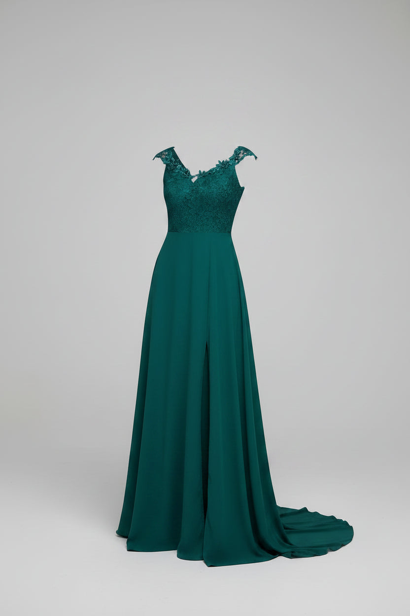 Teal Green Lace-Bodice Maxi Evening Dress | Pre-Loved | Why Go Less-2