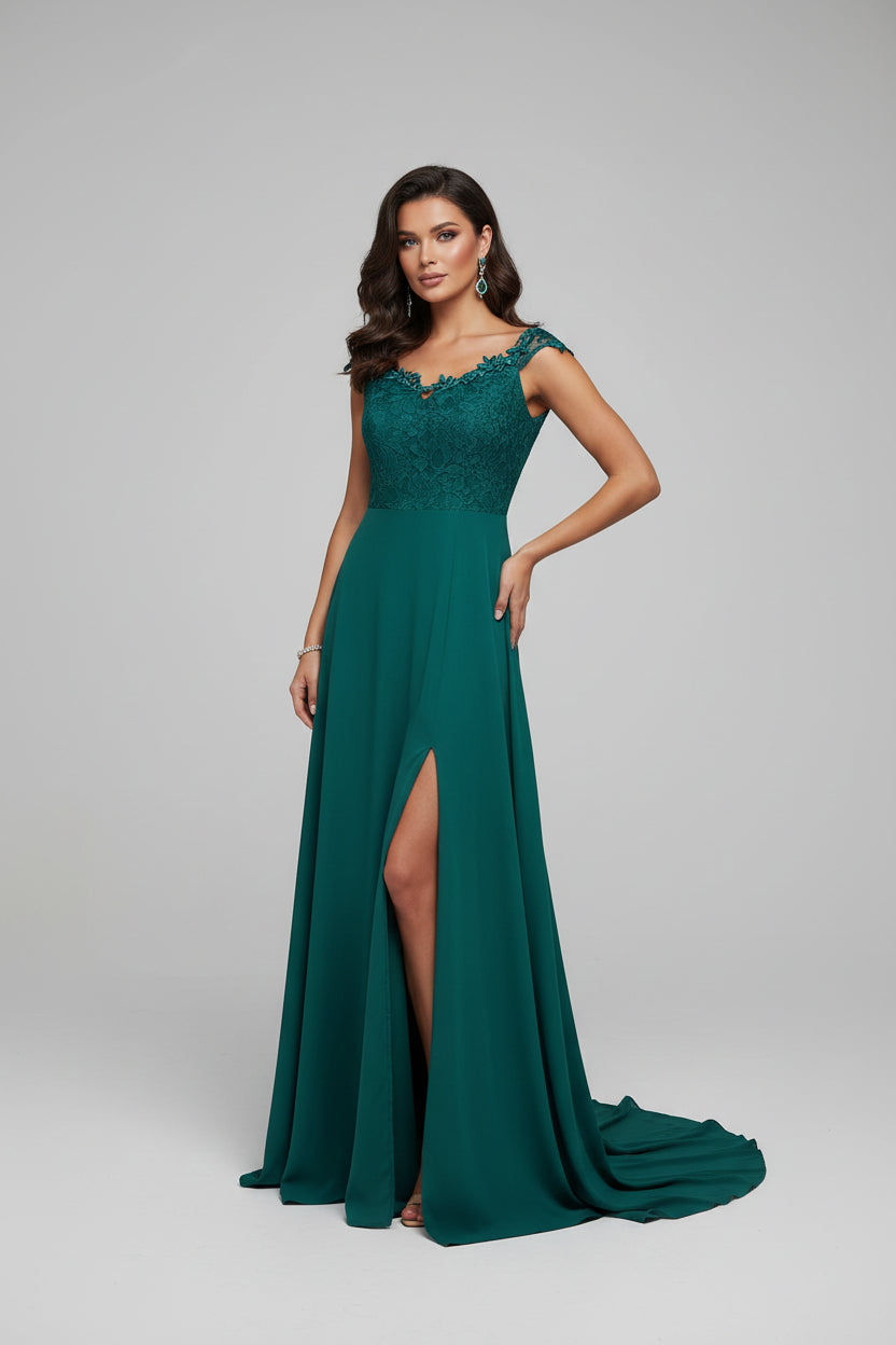 Teal Green Lace-Bodice Maxi Evening Dress | Pre-Loved | Why Go Less