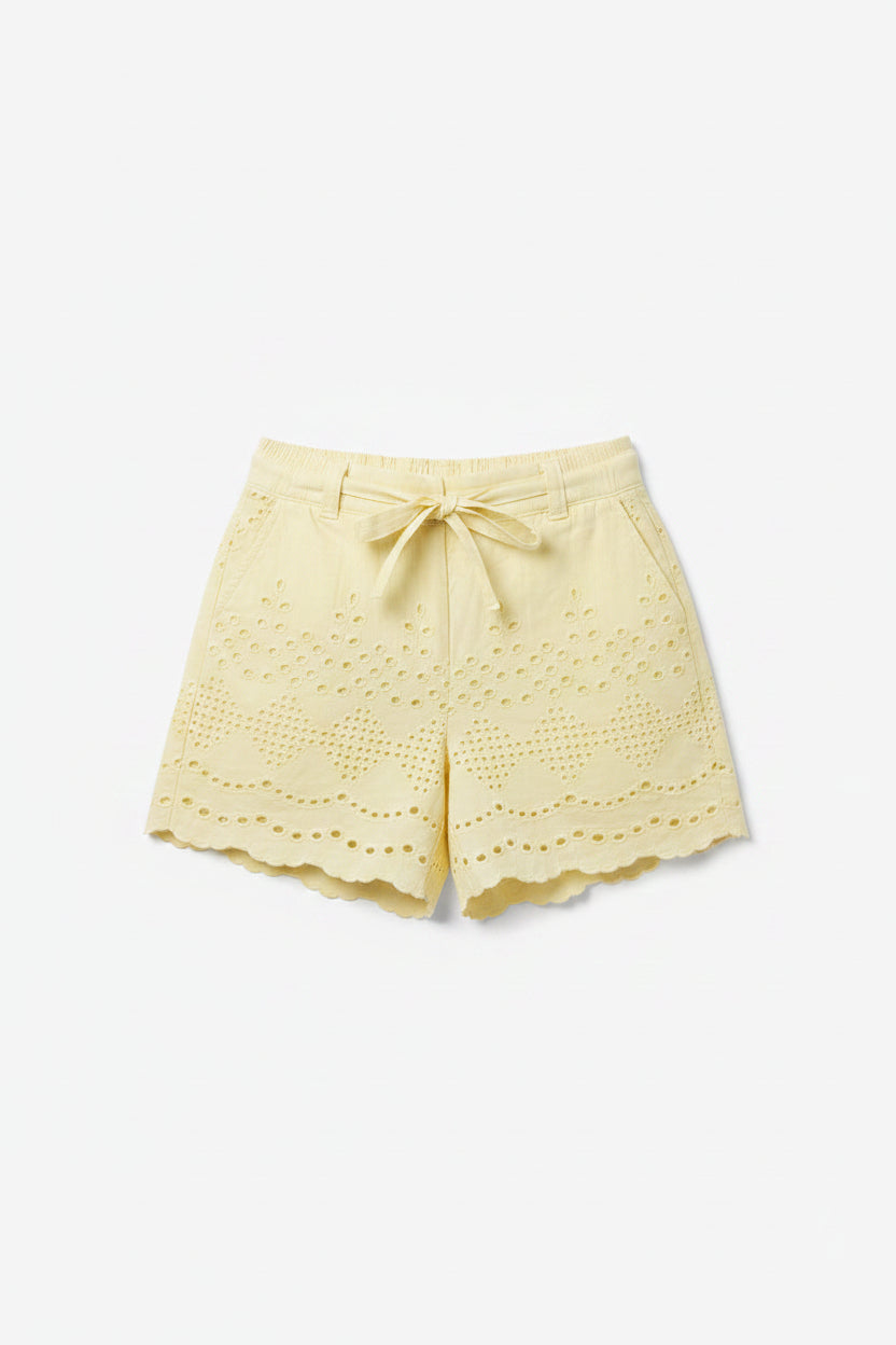 Beulah Style Yellow Eyelet Shorts | Pre-Loved | Why Go Less