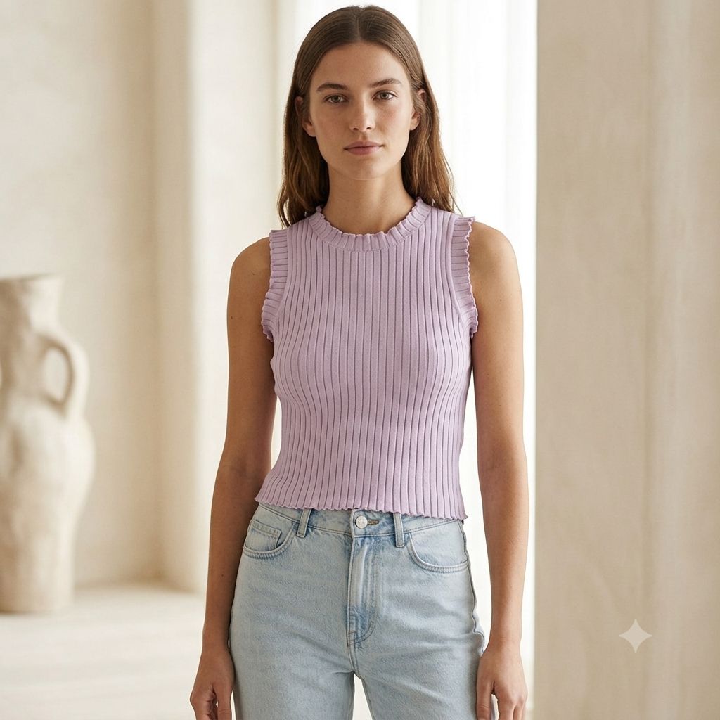 Light Purple Ribbed Sleeveless Tank Top | Pre-Loved | Why Go Less