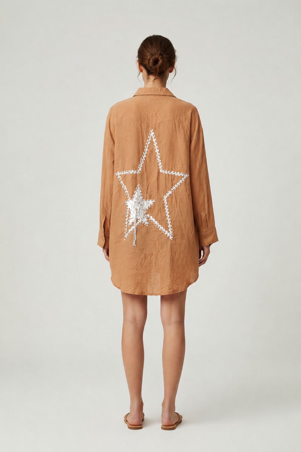 Sheer Brown Star-Print Wrap Top | Pre-Loved | Why Go Less