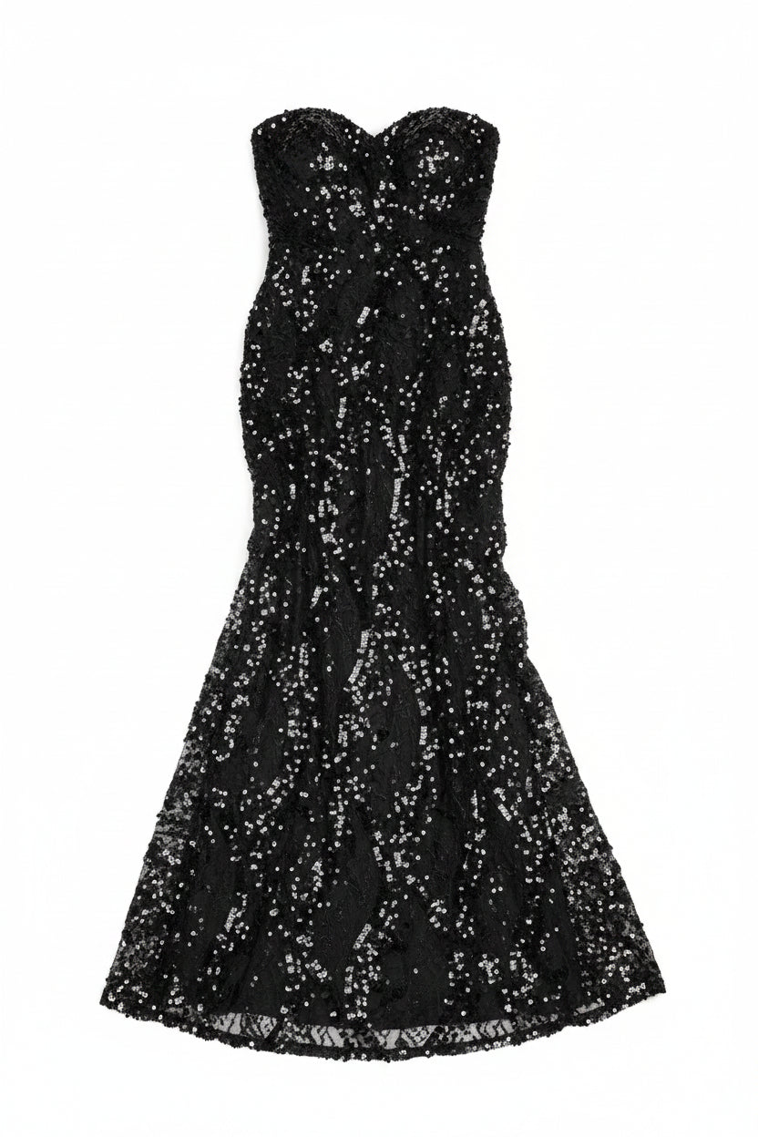 Black Sequin Strapless Maxi Dress | Pre-Loved | Why Go Less-2