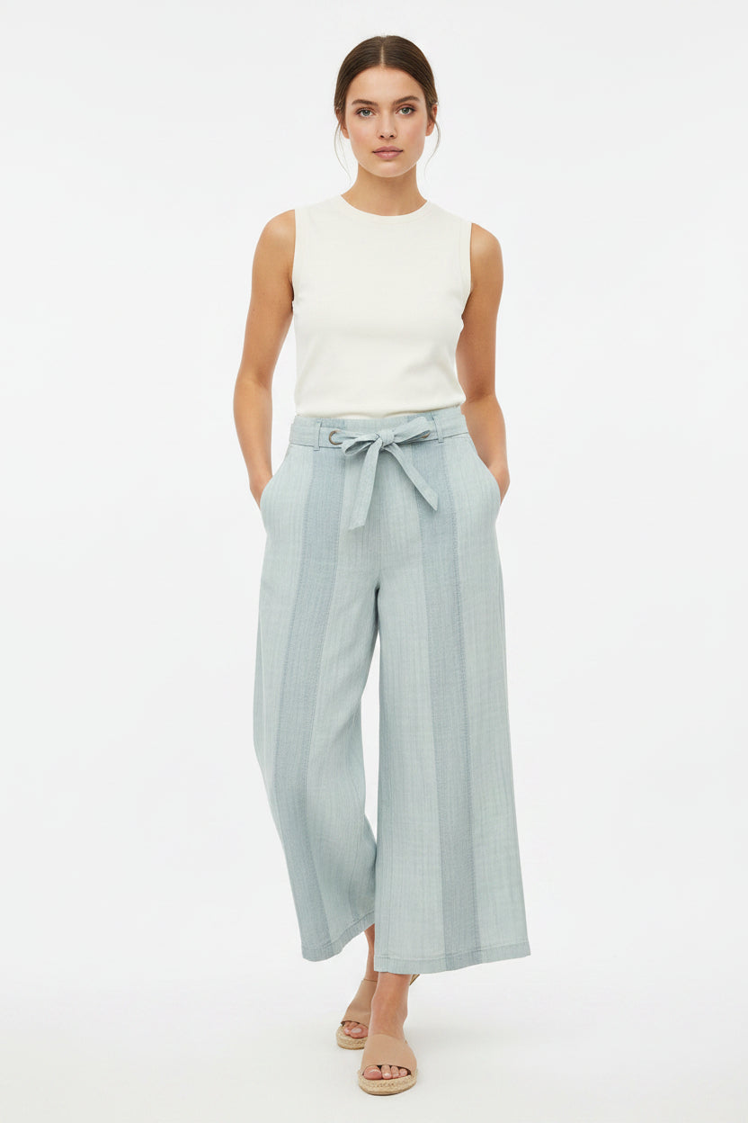 Light Blue Wide-Leg Linen Trousers | Pre-Loved | Why Go Less