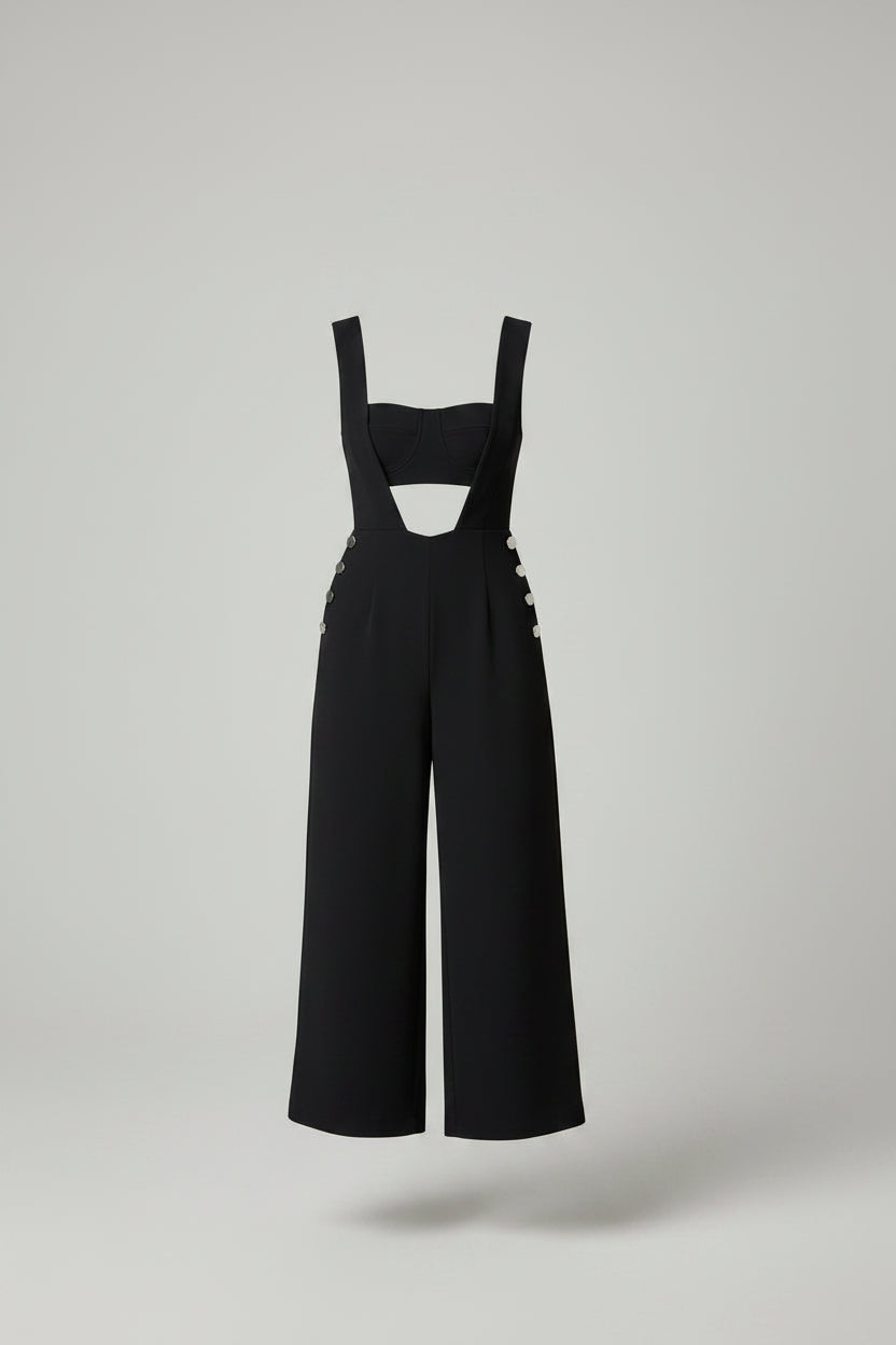 Black V-Neck Sleeveless Jumpsuit | Pre-Loved | Why Go Less