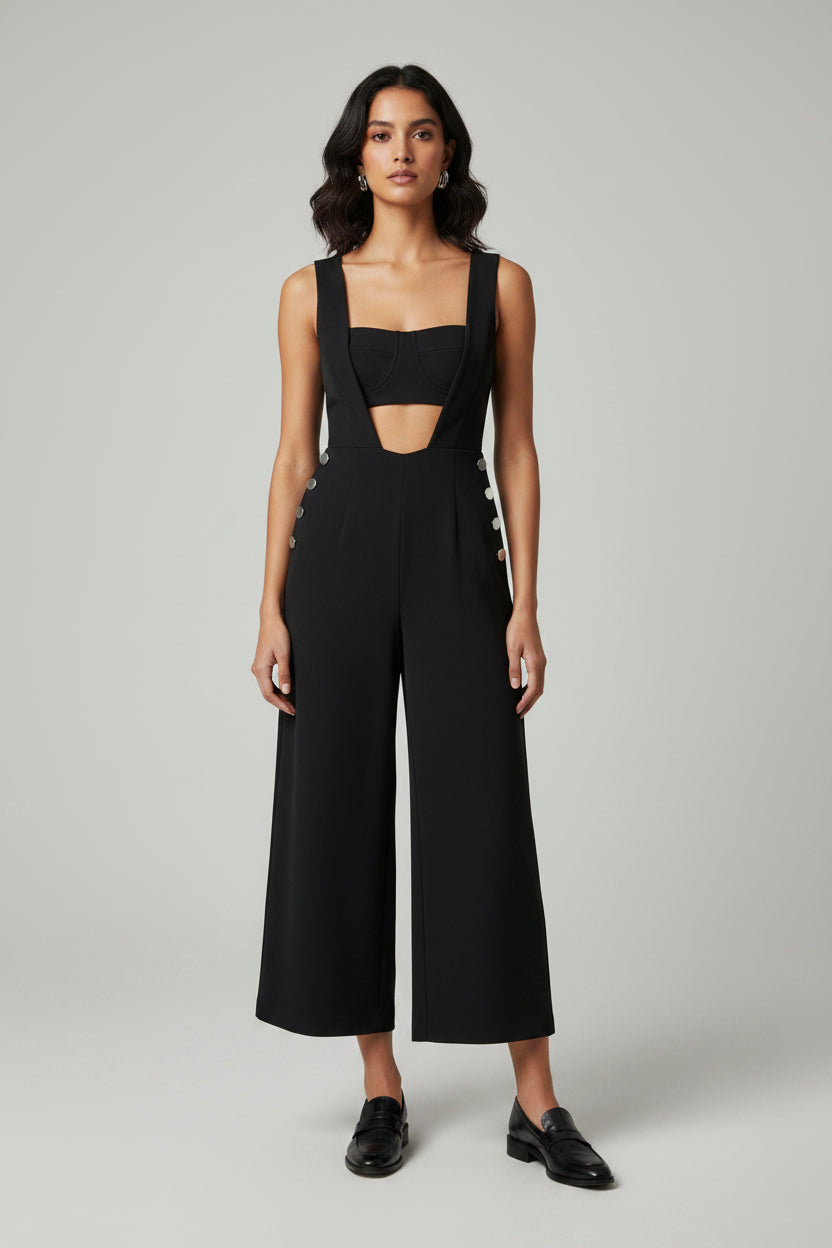 Black V-Neck Sleeveless Jumpsuit | Pre-Loved | Why Go Less