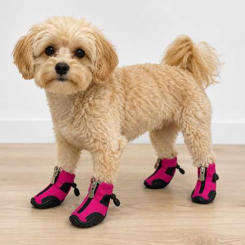 Waterproof Dog Boots with Zipper & Anti-Slip Rubber Sole - Pink Protective Dog Shoes - Digollo at Why Go Less, Lebanon