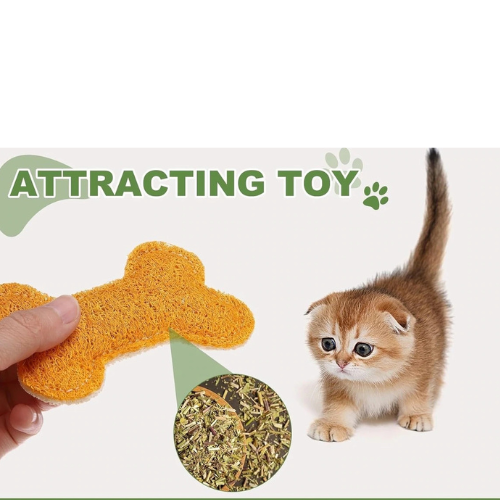 Catnip Infused Loofah Bone Cat Toy - Natural Dental Chew & Teething Toy - Digollo at Why Go Less, Lebanon (2)