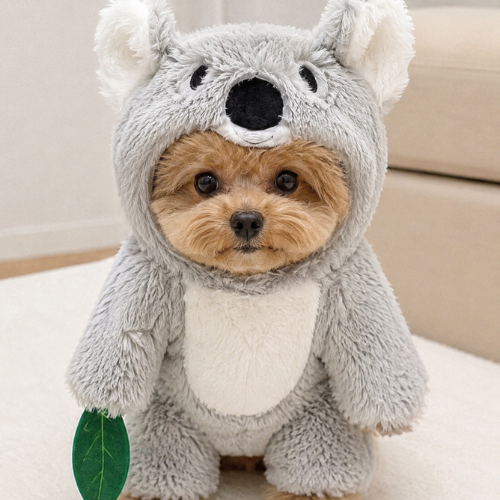 Plush Koala Dog & Pet Costume with Eucalyptus Leaf - Soft Halloween & Cosplay Outfit - Digollo at Why Go Less, Lebanon