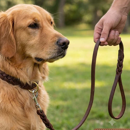 Premium Braided Leather Dog Leash - Genuine Genuine Leather Heavy Duty - Digollo at Why Go Less, Lebanon (2)