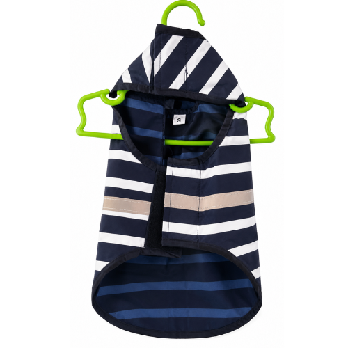 Waterproof Hooded Dog Raincoat - Striped Pet Rain Jacket with Reflective Safety Strip - Digollo at Why Go Less, Lebanon