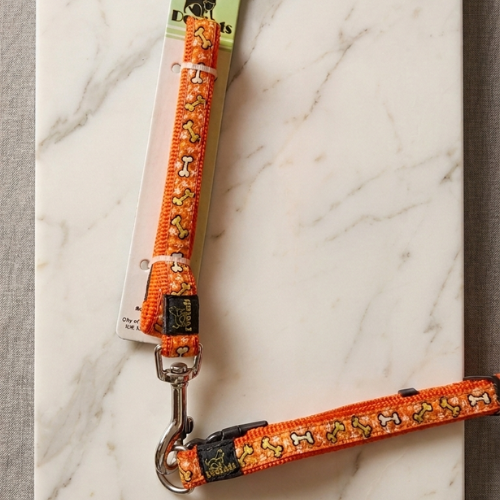 Digollo Patterned Dog Collar and Leash Set - Vibrant Orange Bone Print - Digollo at Why Go Less, Lebanon (2)