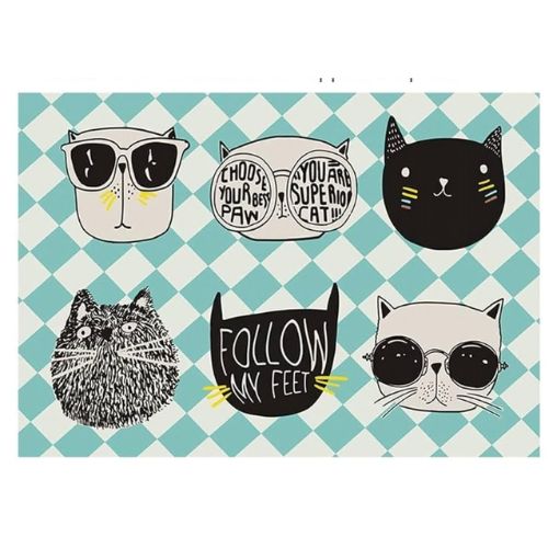 Quirky Cartoon Cat Litter & Feeding Mat - Waterproof & Non-Slip Pet Place Mat - Digollo at Why Go Less, Lebanon (2)