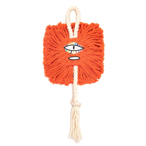 Handmade Macrame Monster Rope Dog Toy - Orange Woven Cotton Chew & Tug Toy - Digollo at Why Go Less, Lebanon