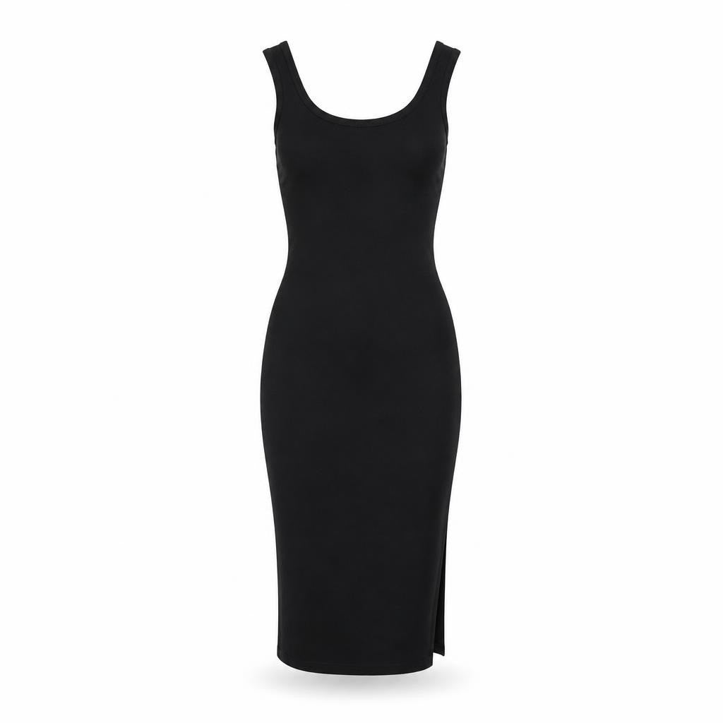 Black sleeveless bodycon midi dress - second-hand at Why Go Less